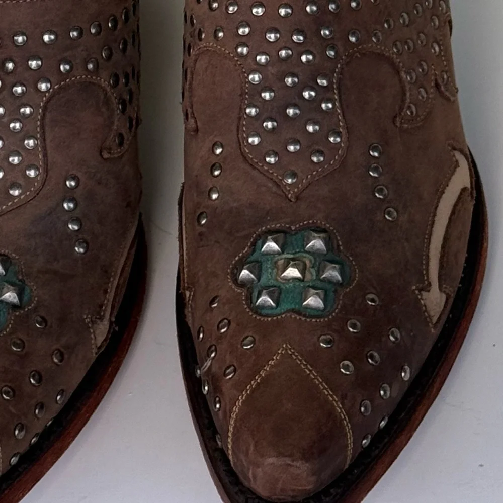 Dan Post Ladies Tan Oiled Mule with Studs and Cushion Comfort Insole DPP5099 - Picture 7 of 8